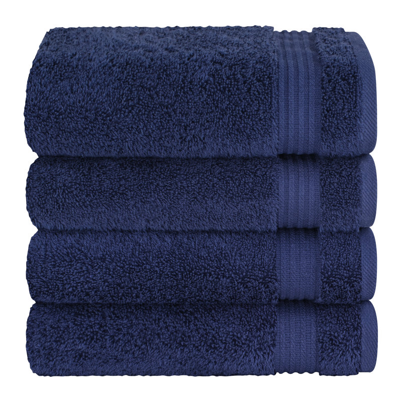 100% Cotton Turkish  Hand Towel Set, 4 Piece Soft, Absorbent Hand Face Towels, Navy Blue