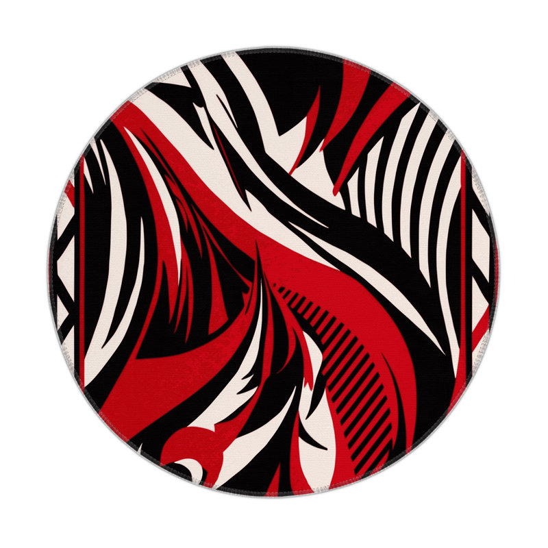Abstract Prime Inferno Indoor And Outdoor Area Rug, Round 5'