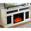 Tv Stand With Pattern And Hidden Storage - 65" Fit, White Fireplace Open Shelf Compatible, White, 31.7H