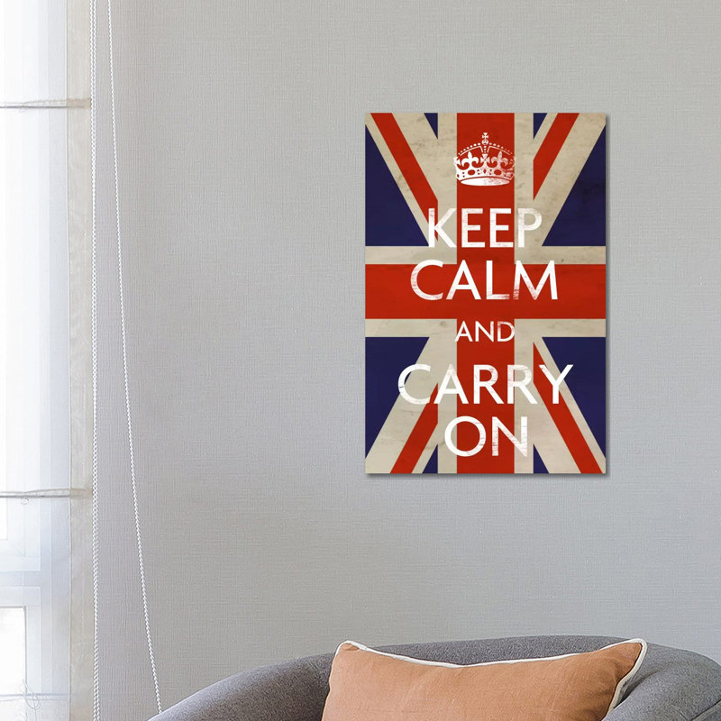 Keep Calm & Carry On (British Flag) - Wrapped Canvas Print, 66.04 cm H x 45.72 cm W x 3.175 cm D
