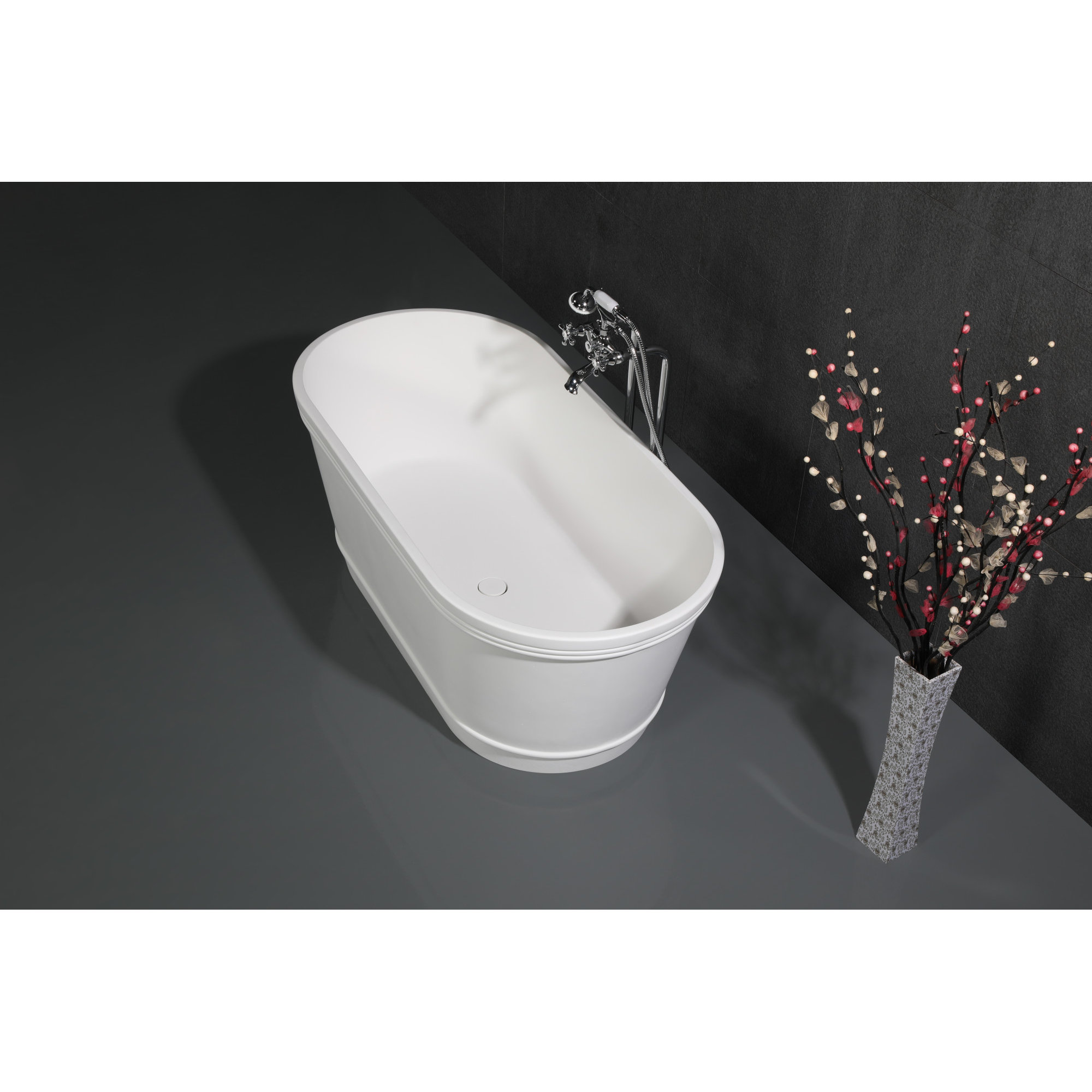Kingston Brass Kingston Three-Handle 2-Hole Freestanding Tub Faucet with Supply Line and Stop Valve, Polished Chrome