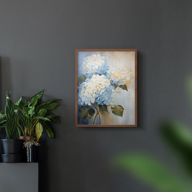 Série FLORAL CXVI - reproduction encadrée de qualité supérieure - prête à être accrochée - aucun clou requis, Noyer