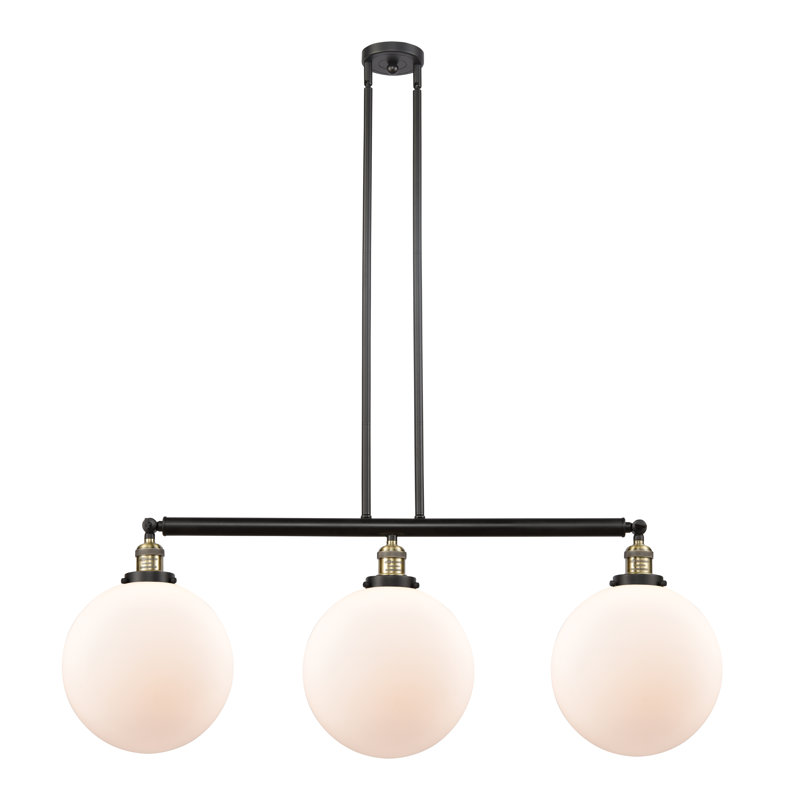 Luminaire suspendu pour îlot de cuisine 3 lumières Penman, Grainé, Ampoule non incluse, Noir mat