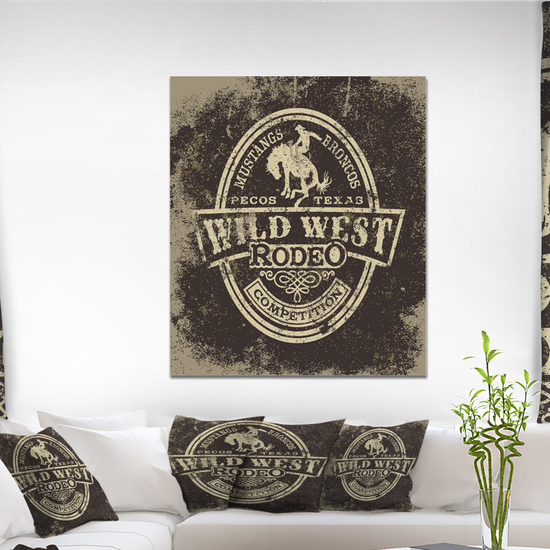 «Wild West Rodeo», reproduction d'art textuel, H 32 po x l 16 po x P 1 po, Toile tendue