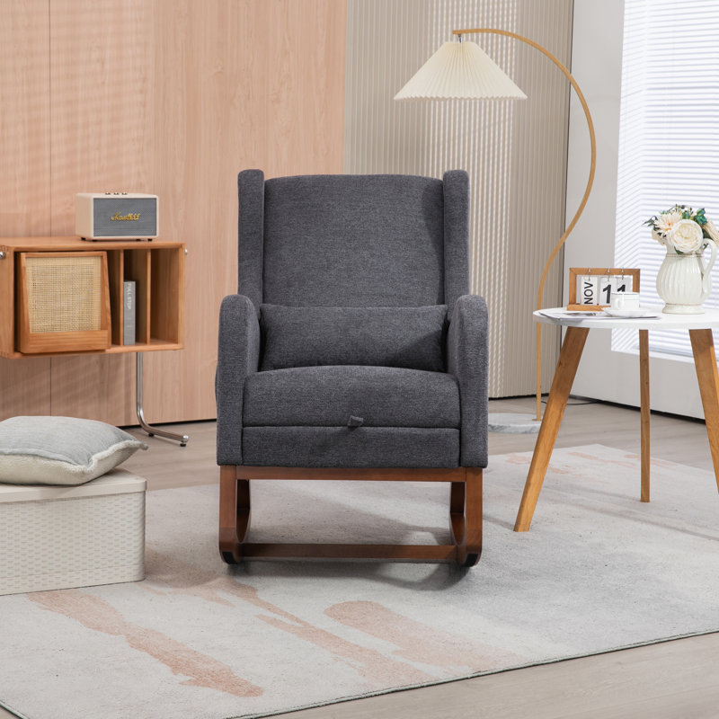 Chaise berçante Jakela, Noyer, Gris anthracite