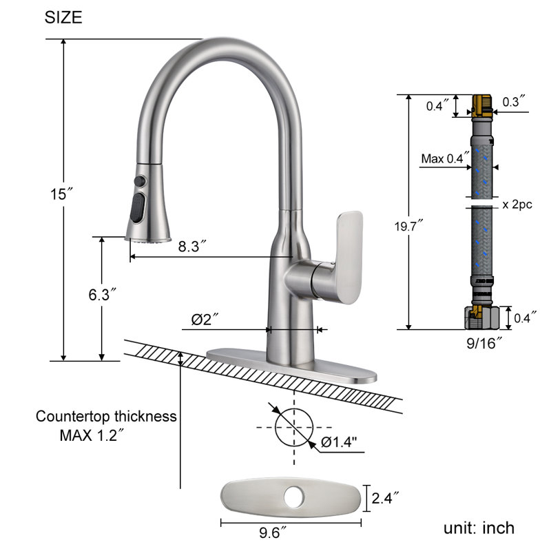 WOWOW Pull Out Kitchen Faucet, Silver