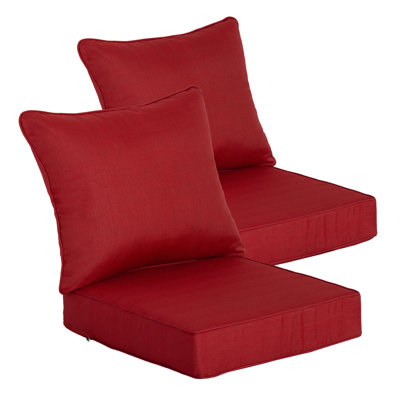 24" x 24" Outdoor Deep Seat Patio Chair Cushions (Set of 2) - Water Resistant