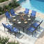 Ensemble de salle à manger 9 pièces pour terrasse - Comprend 8 chaises et une table carrée en métal avec trou pour parasol - 8 places pour la cour, la piscine, le balcon et le jardin-2094733478