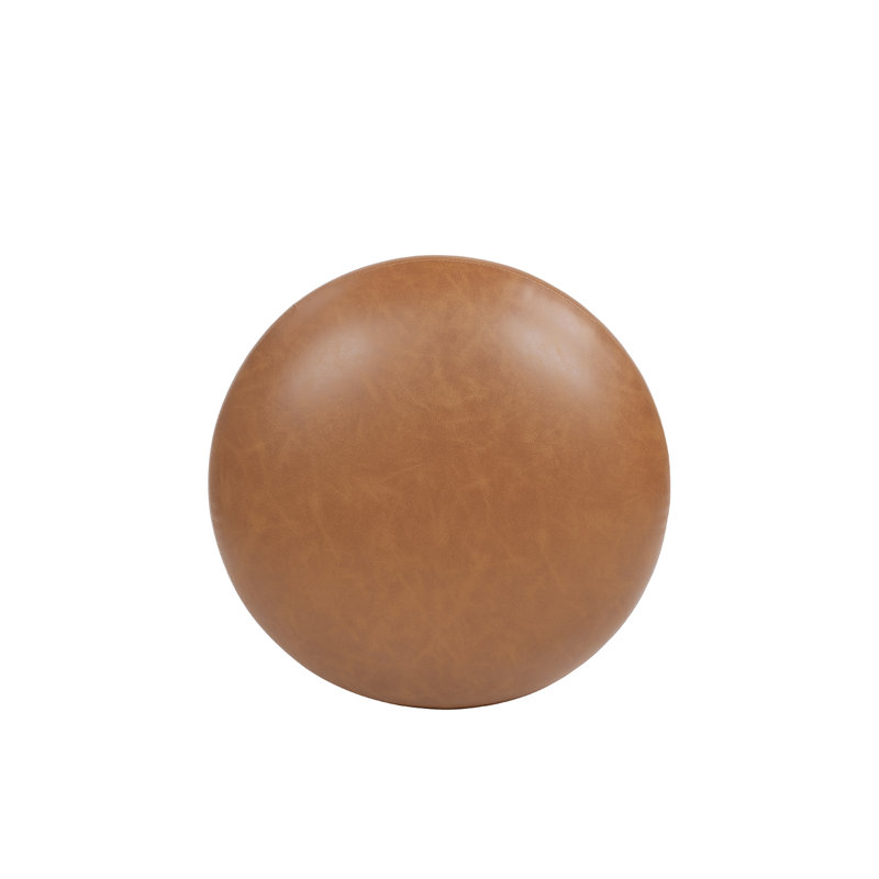 Pouf rembourré Ashalyn, Faux Leather, Brown
