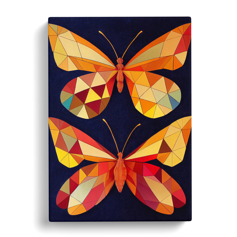 CAN-V0523-325X Butterfly Polygon - Wrapped Canvas Print, 60cm H x 40cm W