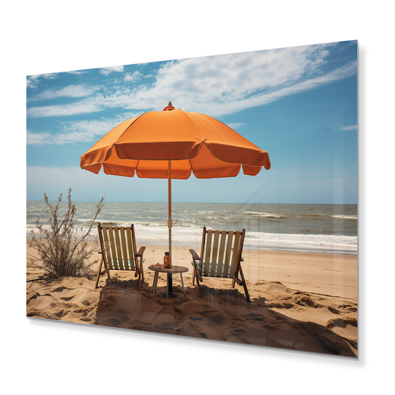 Orange Beach Chairs III - Décoration murale nautique et plage en métal, H 12 po x l 20 po x P 1 po