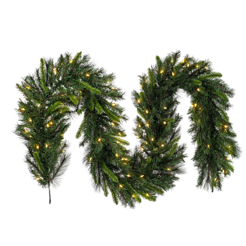 Vickerman Bangor Mixed Pine Artificial Christmas, Warm White LED Mini Lights., 9' L x 14" H