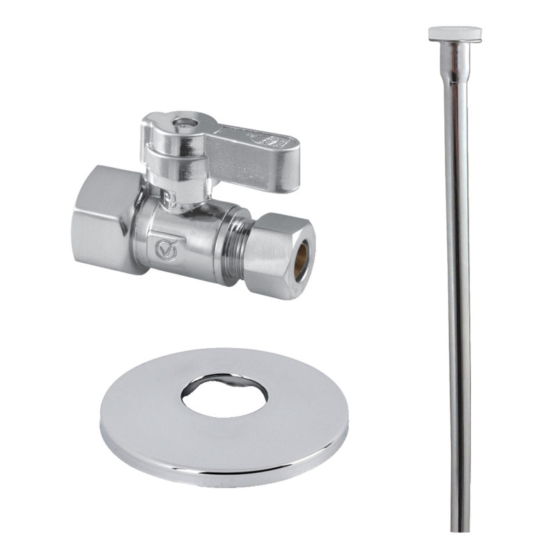 Kingston Brass Trimscape Toilet Supply Kit, 1/2" FIP x 3/8" OD Comp Straight Valve, Polished Chrome