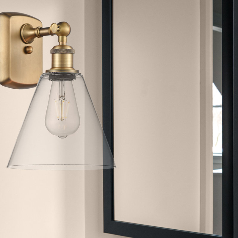 Applique murale 1 lumière 8 po Shauna, DEL, Transparent, Laiton brossé