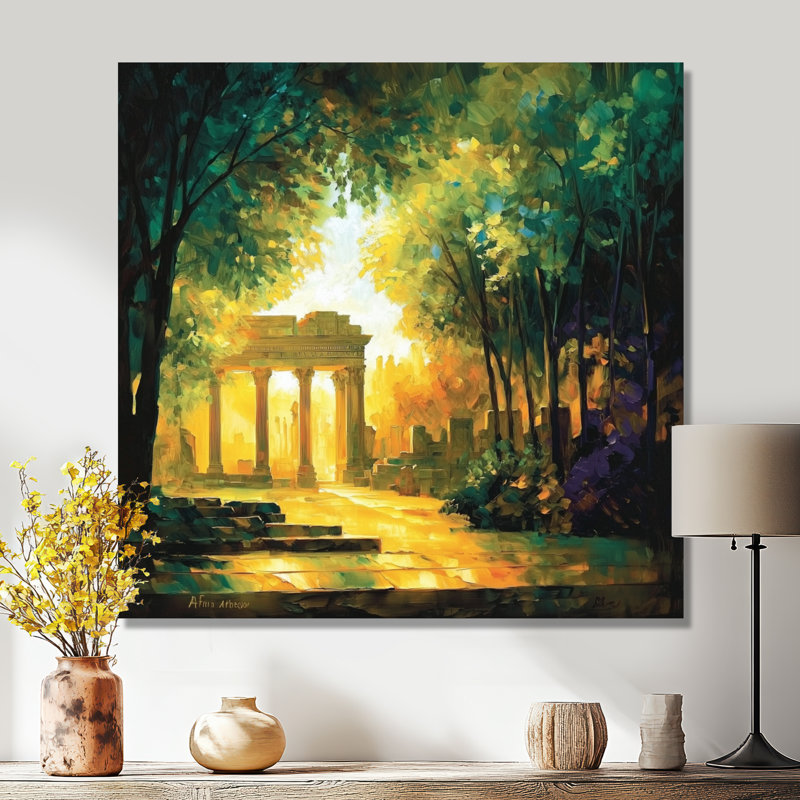 Ruines anciennes au coucher du soleil, Rome, Italie I - impression d'art mural, H 16 po x l 16 po, Toile tendue
