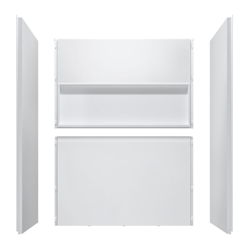 60"W x 32"D x 77 H" Shower Wall Panel Surrounded with Integrated Shelf, Matte White, Shower Base Sold Separately, Matte White