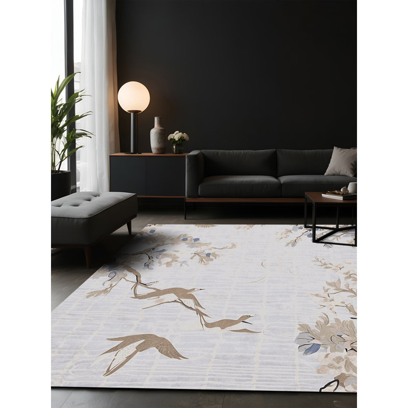 Tapis blanc soyeux et moelleux, Carré 5 pi