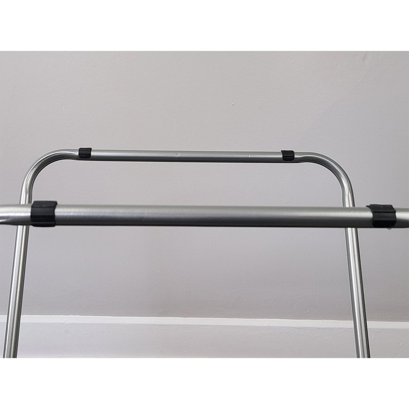 Georgieann 26" H Folding Tray Table Set with Metal Legs, Black Top, Black