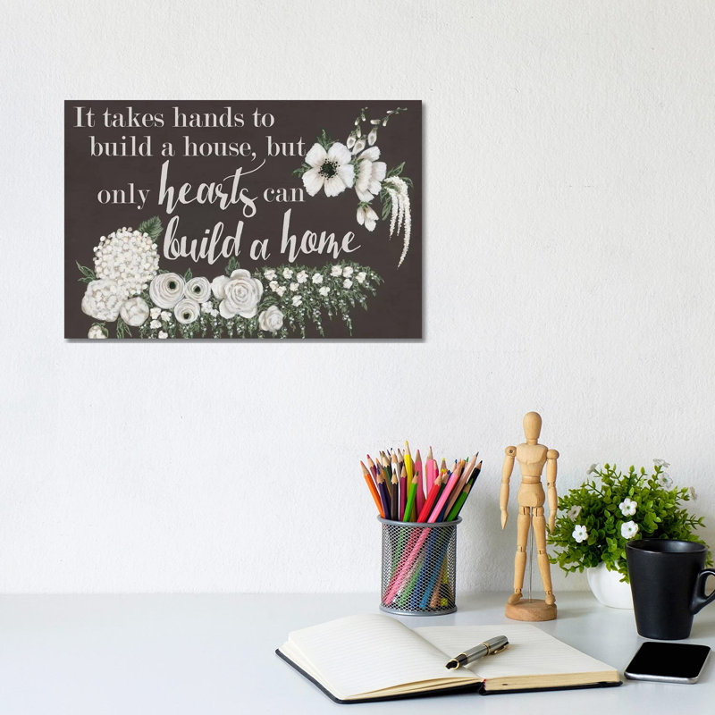 Hearts Can Build A Home - Wrapped Canvas Print, 20.32 cm H x 30.48 cm W