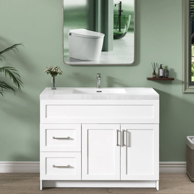 42" W X 21.5" D X 33.44" H Freestanding Bath Vanity Cabinet without Top White Dove Stand Alone Bathroom Cabinet Unassembled