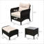 Ensemble de conversation extérieur en rotin tressé de 5 pièces avec 2 chaises longues rembourrées-1070276157