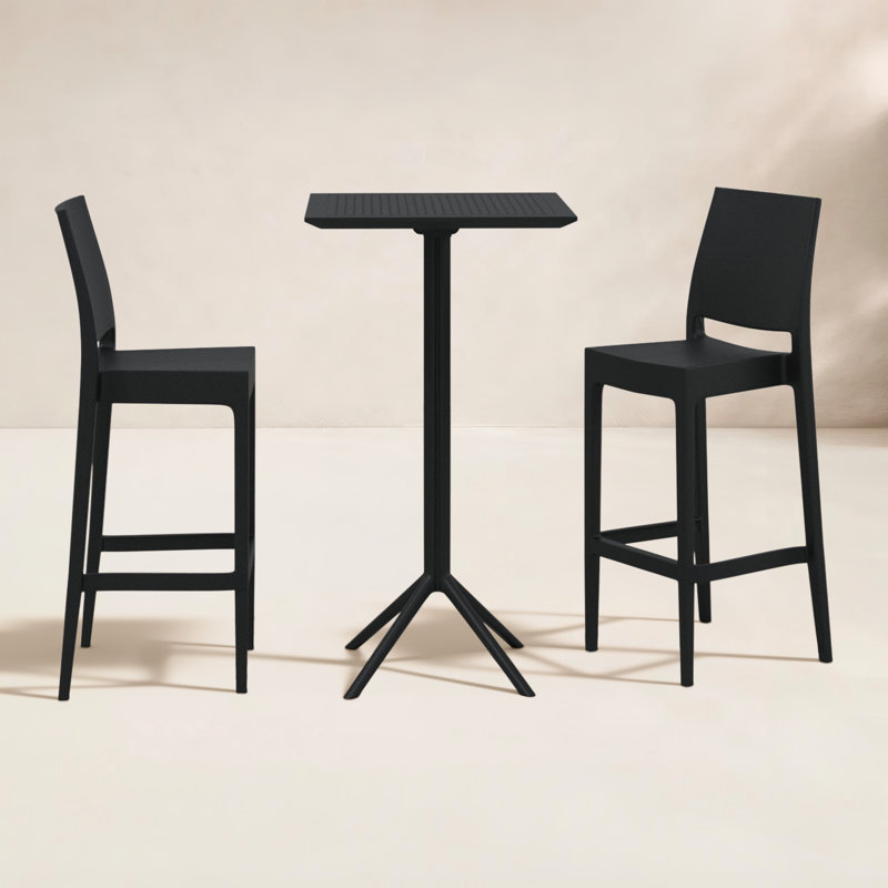 Ensemble de sièges de bar 24 po avec tabourets carrés Farrah, Noir