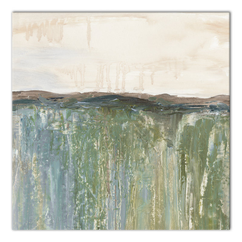 Champ d'herbe abstrait - peinture sur toile, Toile tendue, H 20 po x l 20 po x P 1,25 po
