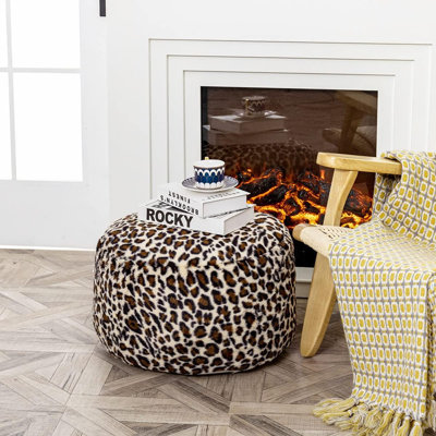 Repose-pieds pouf animal repose-pieds sans repose-pieds, repose-pieds rond, pouf, repose-pieds, repose-pieds pliable, rangement pour salon, imprimé léopard