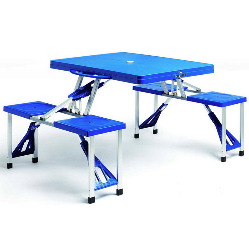 Artena Rectangular Wood Metal Folding Outdoor Camping Table With Umbrella Hole , 137cm cm W 137cm cm D