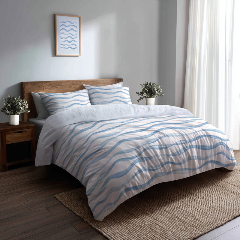 Ensemble de literie et de coussins abstraits 3 pièces - Housse de couette et coussin décoratif Beach