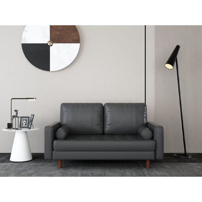 Germania 59" Leather Upholstery Square Arm Loveseat