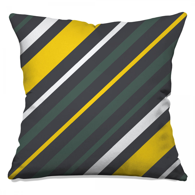 Coussins décoratifs à rayures jaunes et grises, 18 x 18 pouces