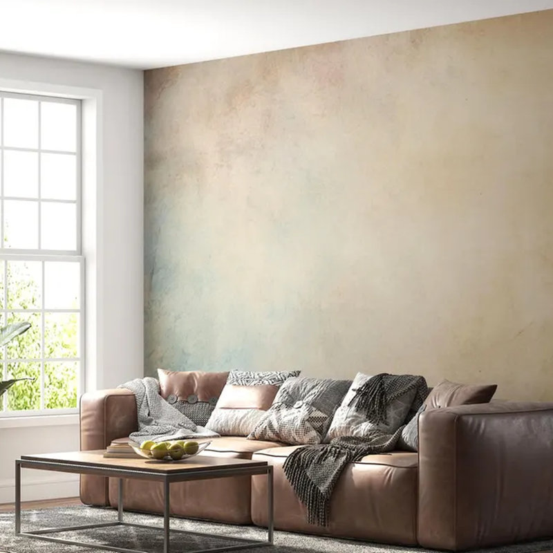 Warm Neutral Plaster Wall Mural, 96" L x 108" W