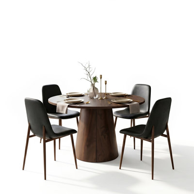 Table de salle à manger extensible pour 4 à 8 personnes avec chaises en similicuir