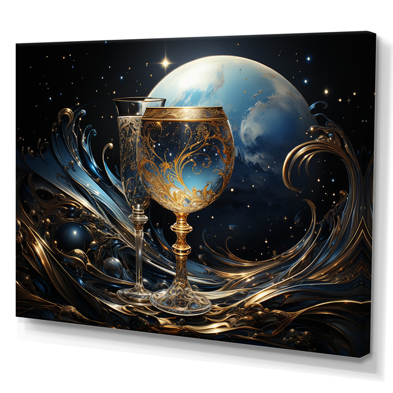 Verre à vin Somas saphir sérénité - impression, Toile tendue, H 16 po x l 32 po x P 1 po