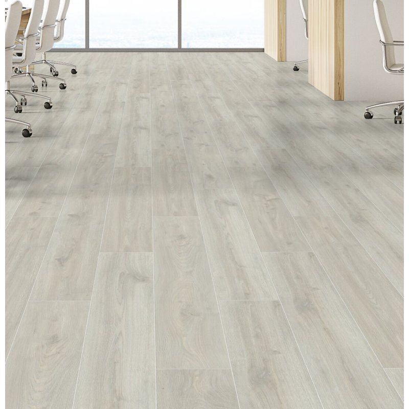 Parquet stratifié en chêne 10 po x 55 po x 8 mm Mercury, Blanc Nova