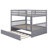 Full Over Full Rubber Wood Bunk Bed With Trundle, Convertible Ladder And Guardrail-1082016359