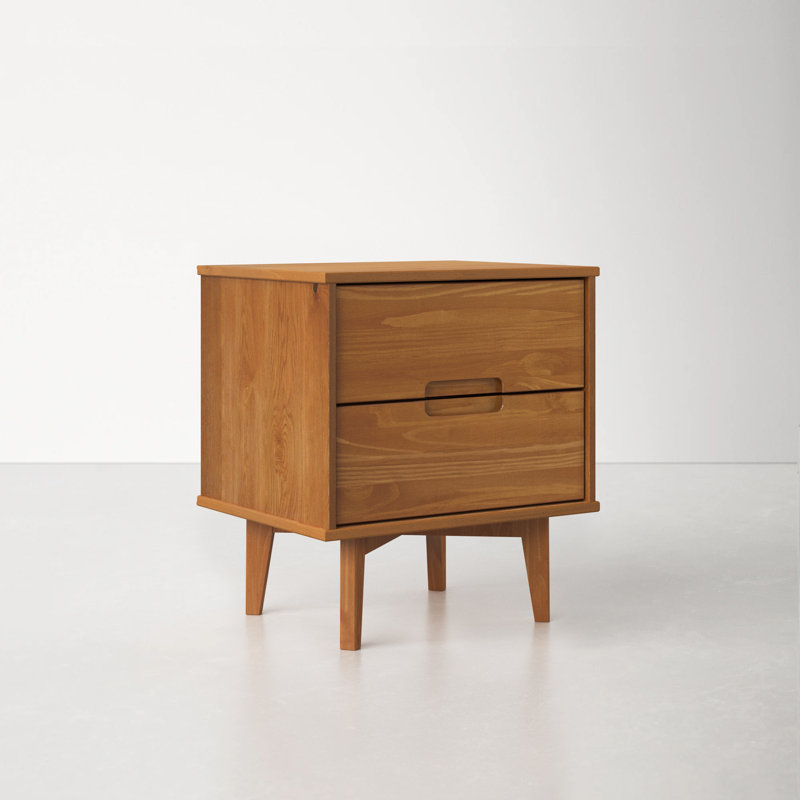 Mags Solid Wood 2-Drawer Nightstand - Retro Chic