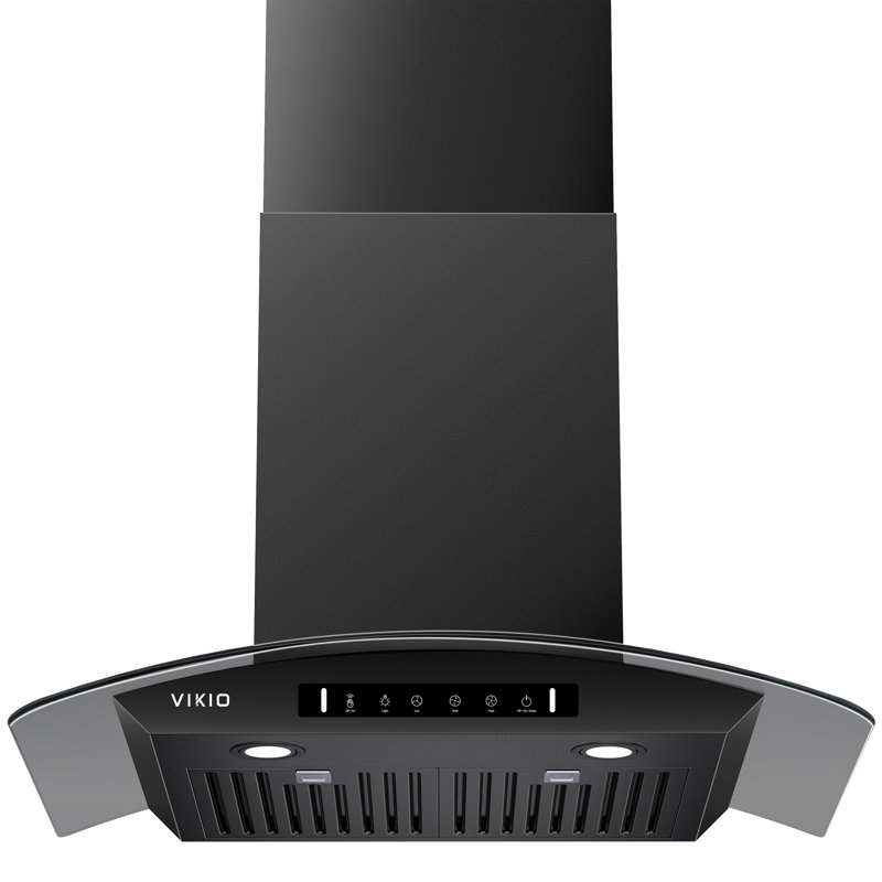 VIKIO 30" 600 CFM Ducted Wall Mount Range Hood in Stainless Steel with LED Lights, Baffle Filter and Gesture control, Black