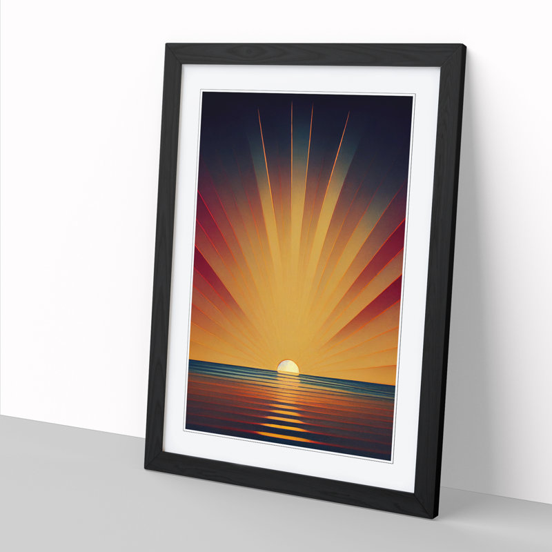 FRM-V0523-67X An Deco Sunrise Vol.4 - Single Picture Frame Print, 64cm H x 46cm W x 2cm D, Black Framed