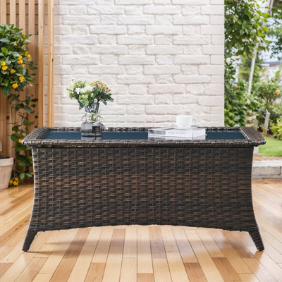 Wendye Elegant Wicker Outdoor Coffee Table With Storage