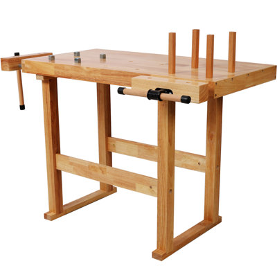 Banc de 40 po pour le travail du bois robuste, charge de 330 lb, poignée ajustable, bois d'hévéa, pour atelier de travail en bois 40 po, poids, idéal pour fabriquer des bijoux dans un espace extérieur