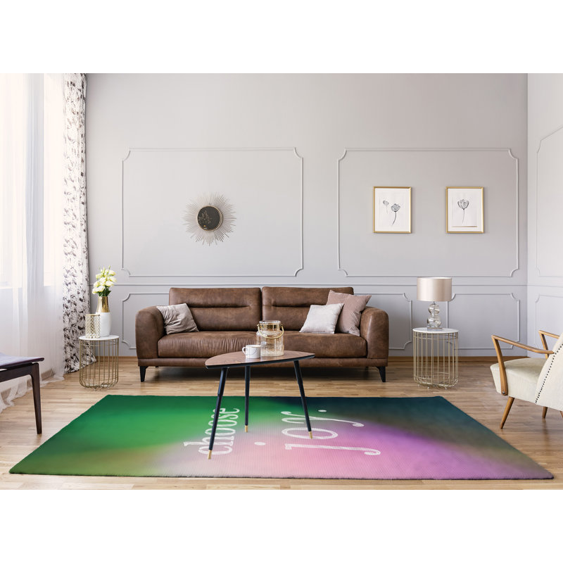 Tapis en polyester multicolore choisir une citation en poly-chenille, Rectangle 5 pi x 7 pi