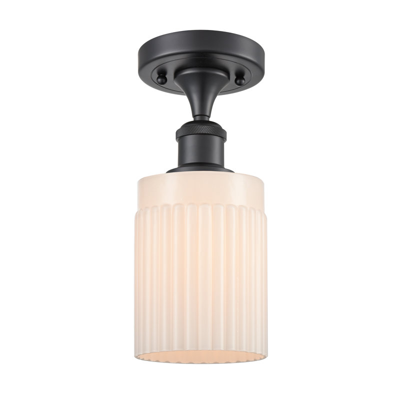 Plafonnier semi-encastré en verre Kamena, Noir mat, Blanc mat, Ampoule DEL 6 watts rétro