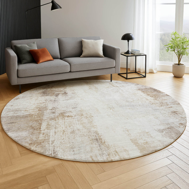 Premium Machine Washable Mayfield  modern Rug, Beige, 8' Round