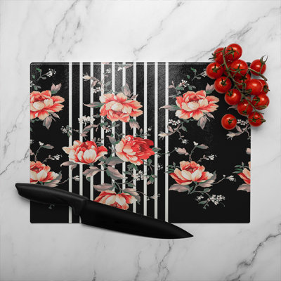 Flowers Glass Chopping Board