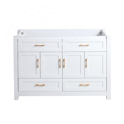 48" White Bathroom Vanity with Soft-Close Doors and Drawers( Sink Not Included)