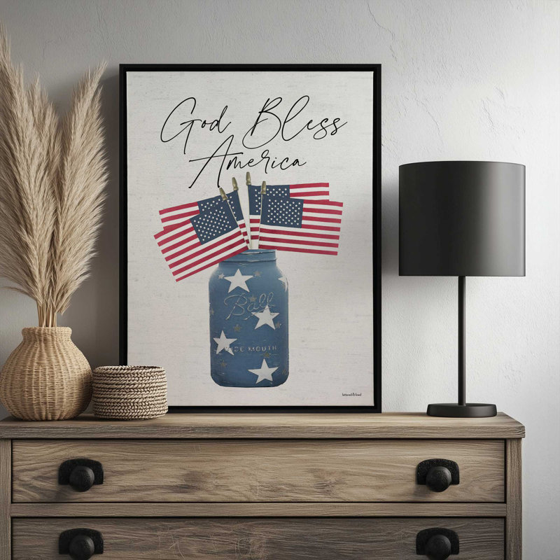 «Stars & Stripes Forever» par impression d'art à lettres et doublée, Toile avec cadre, Argent, L 36 x H 48