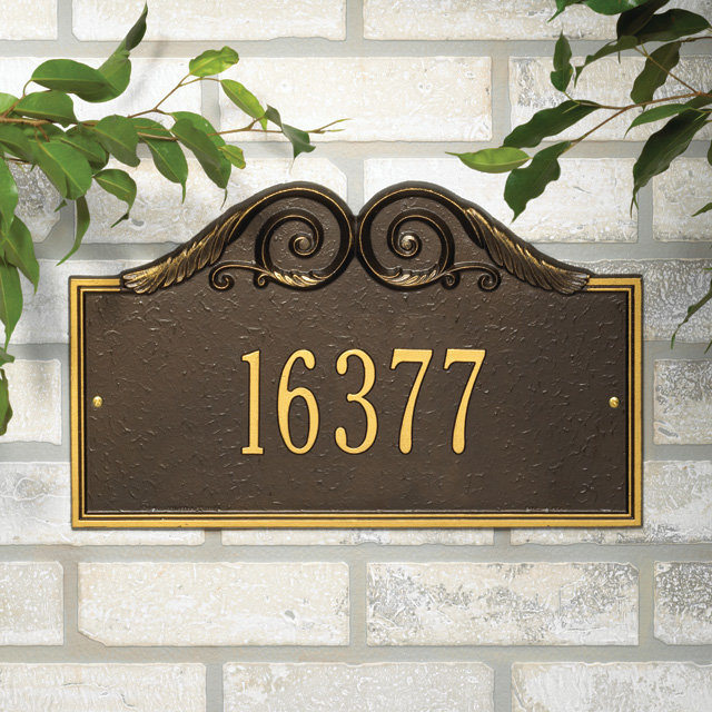 Plaque d'adresse murale 1 ligne Versailles, Cuivre antique, Oui