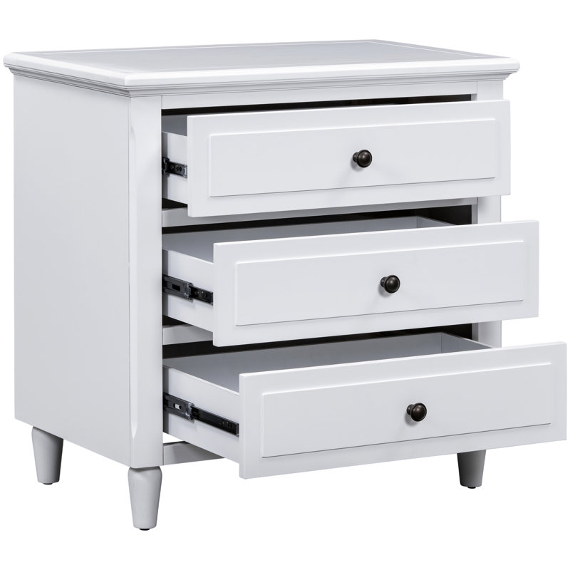 Armoire blanche à 3 chambres - Offrez une table de chevet élégante et fonctionnelle pour garder votre rangement propre, Blanc